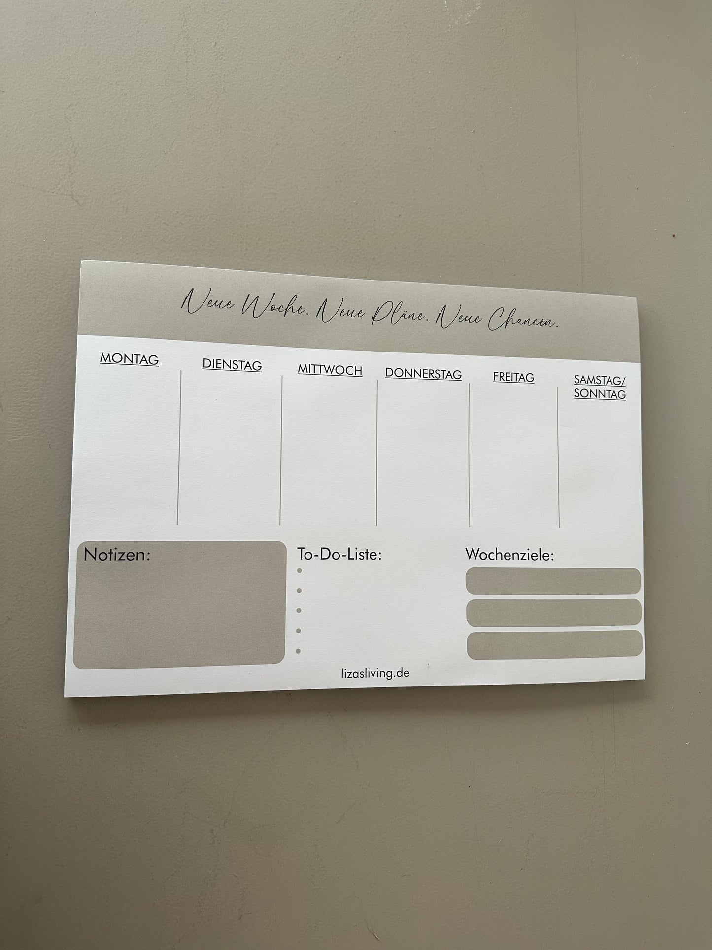 Wochenplaner beige weiß | Notizblock A4