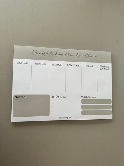 Wochenplaner beige weiß | Notizblock A4