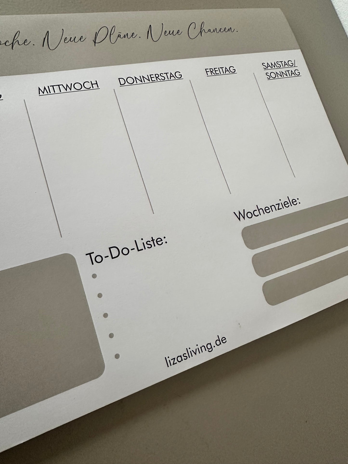 Wochenplaner beige weiß | Notizblock A4