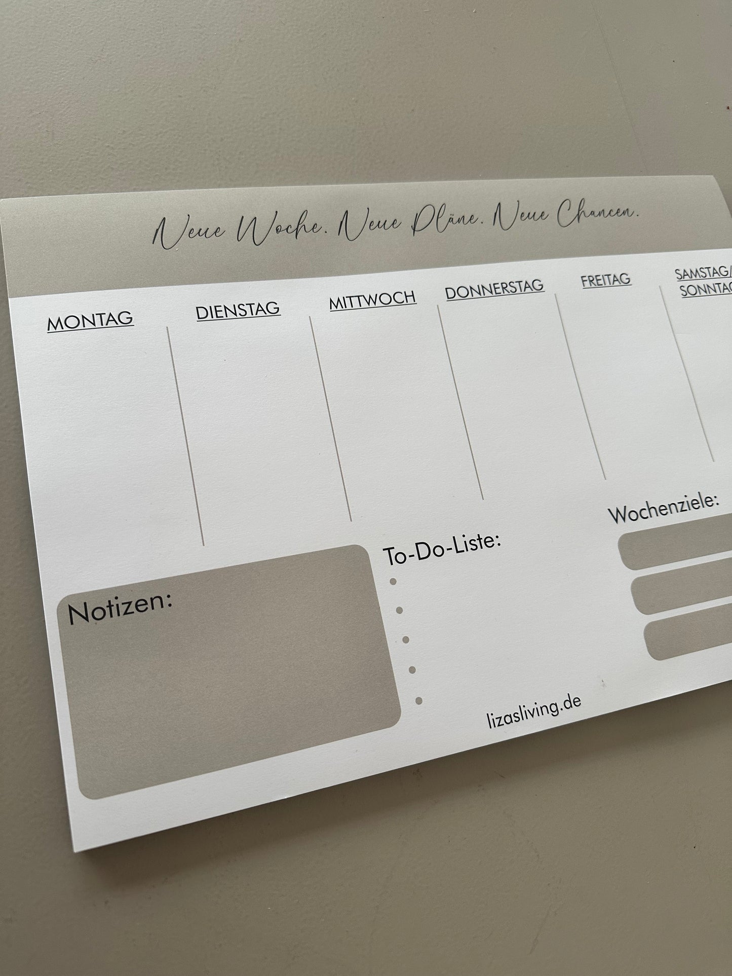 Wochenplaner beige weiß | Notizblock A4
