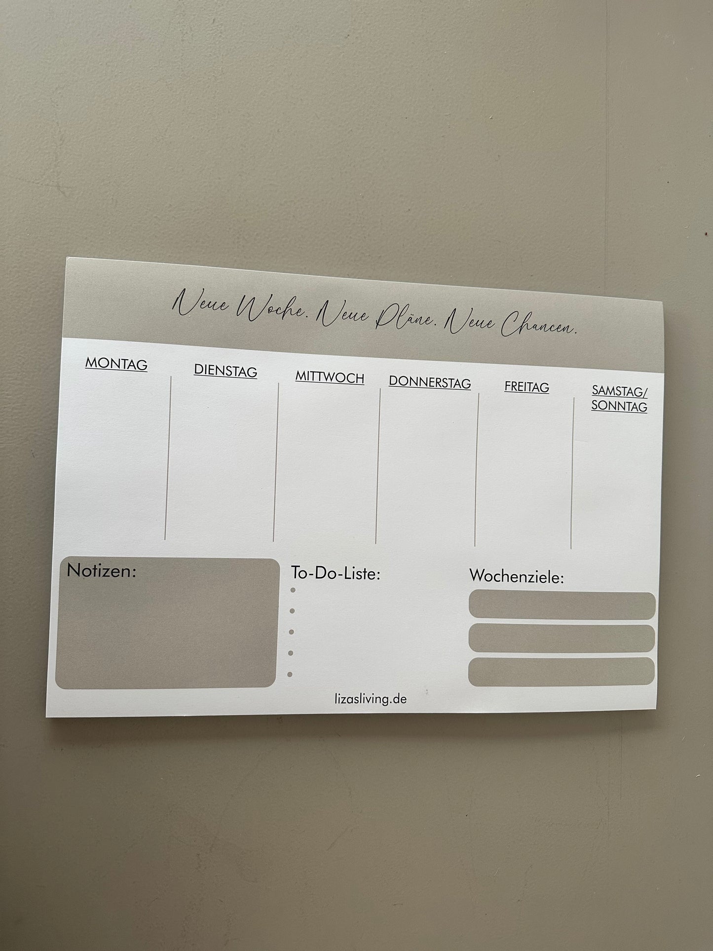 Wochenplaner beige weiß | Notizblock A4