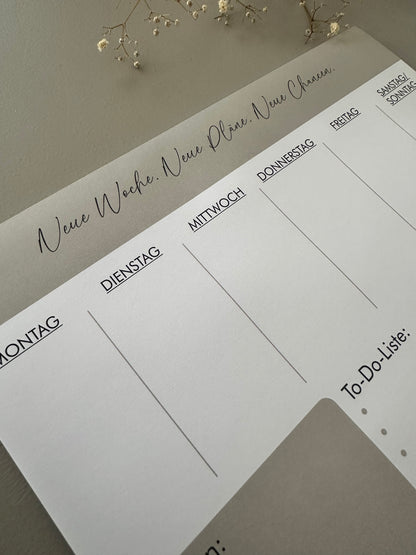 Wochenplaner beige weiß | Notizblock A4