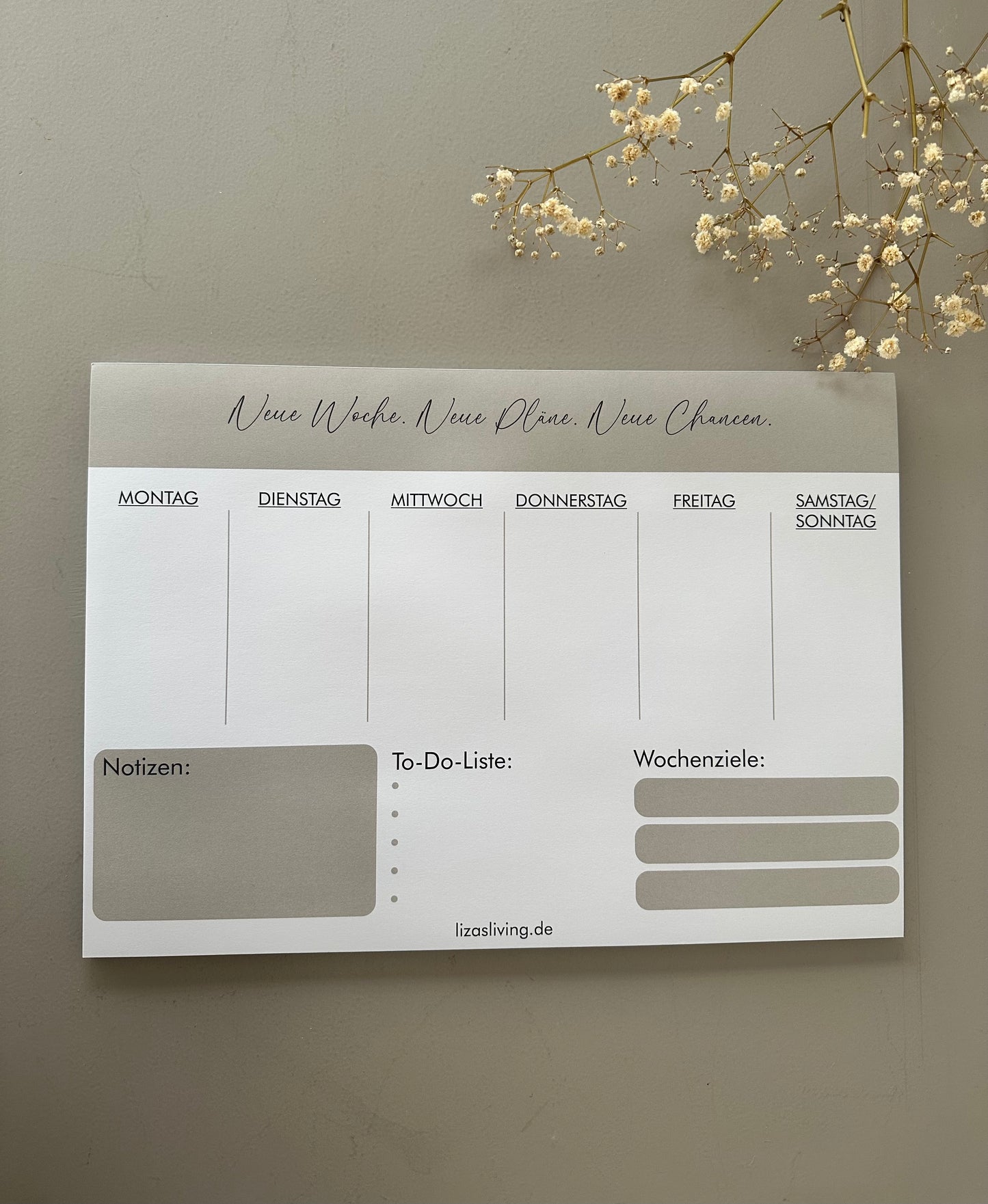 Wochenplaner beige weiß | Notizblock A4