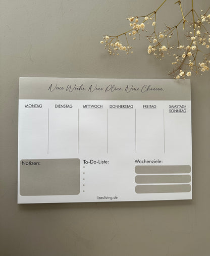 Wochenplaner beige weiß | Notizblock A4