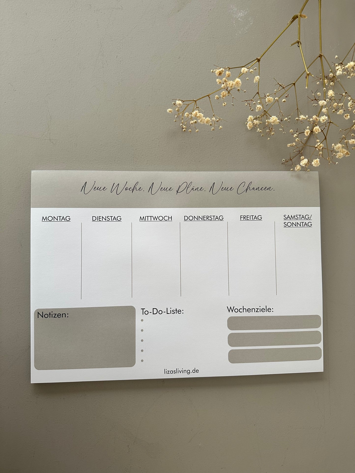 Wochenplaner beige weiß | Notizblock A4