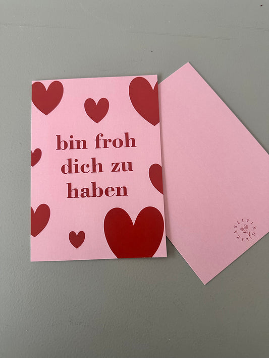 Postkarte bin froh dich zu haben