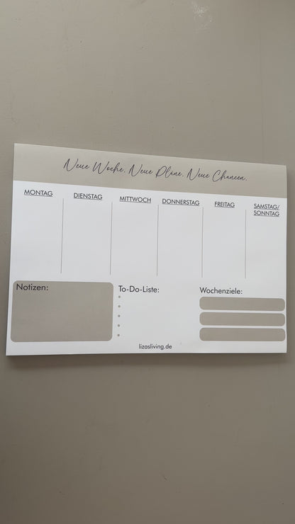 Wochenplaner beige weiß | Notizblock A4