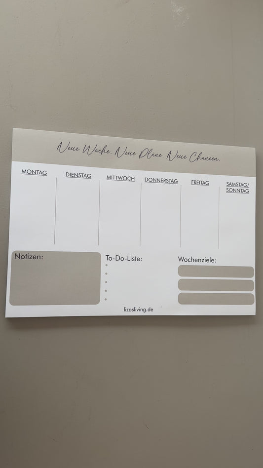 Wochenplaner beige weiß | Notizblock A4