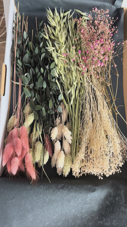 Trockenblumenbox DIY Set pink natur grün