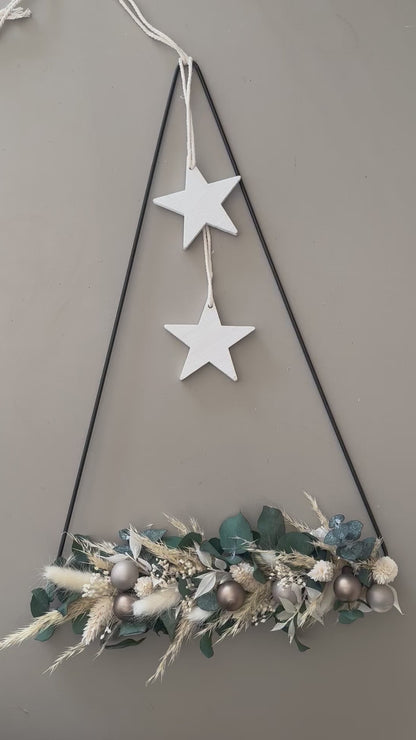 Metall Dreieck mit Trockenblumen | Weihnachtsdeko