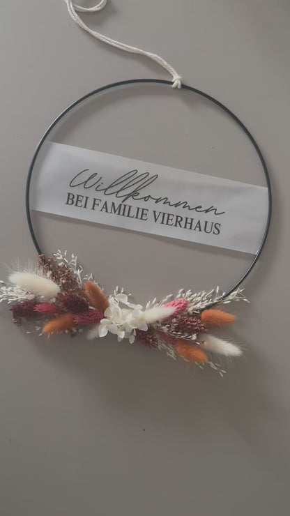 Personalized dried flower wreath