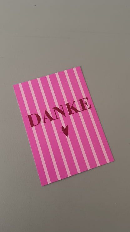 Postkarte Danke | rosa pink rot