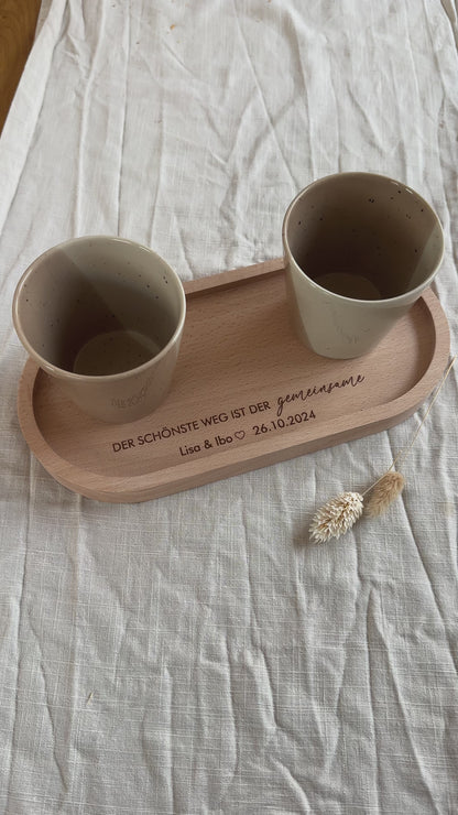 Hochzeitsgeschenk Tablett mit personalisierter Gravur