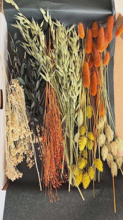 Trockenblumenbox DIY Set Herbst | orange natur gelb