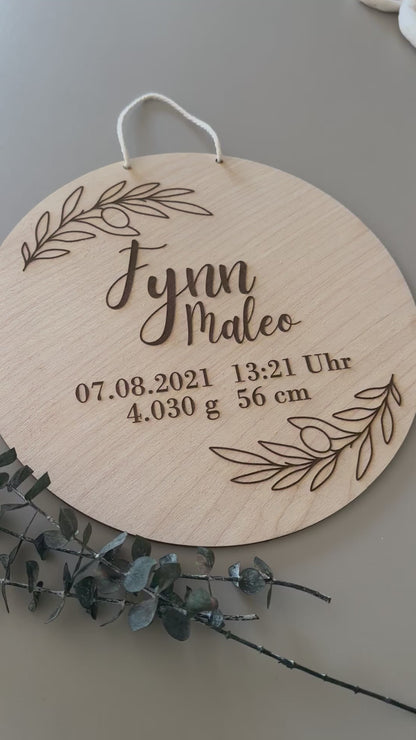 personalisiertes Holzschild mit Geburtsdaten