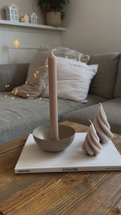 Kerzenhalter beige Metall | Kerzenschale Advent