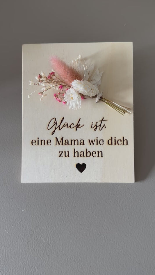 Holzkarte mit Trockenblumen | Muttertag