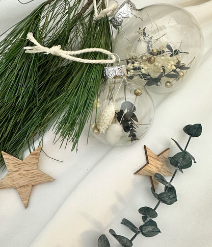 Glass Christmas balls with dried flowers | Customizable