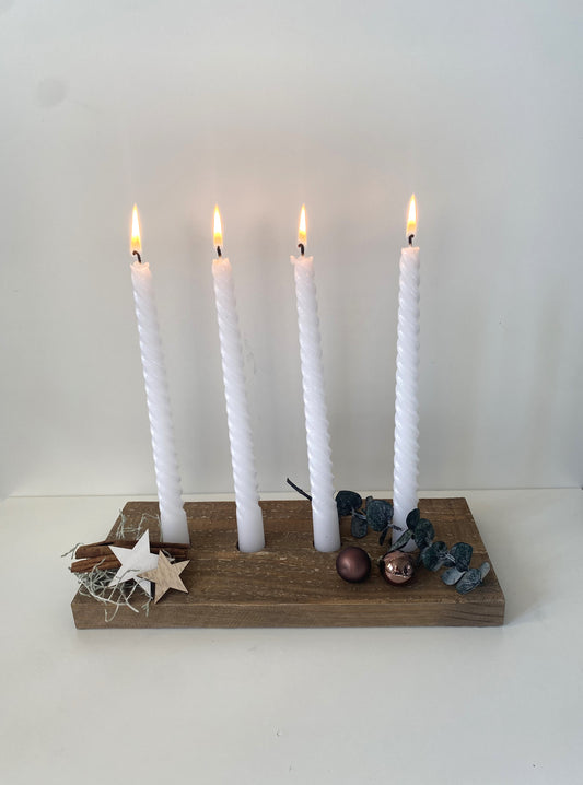 Kerzenbrett aus Recyclingholz | Adventskranz