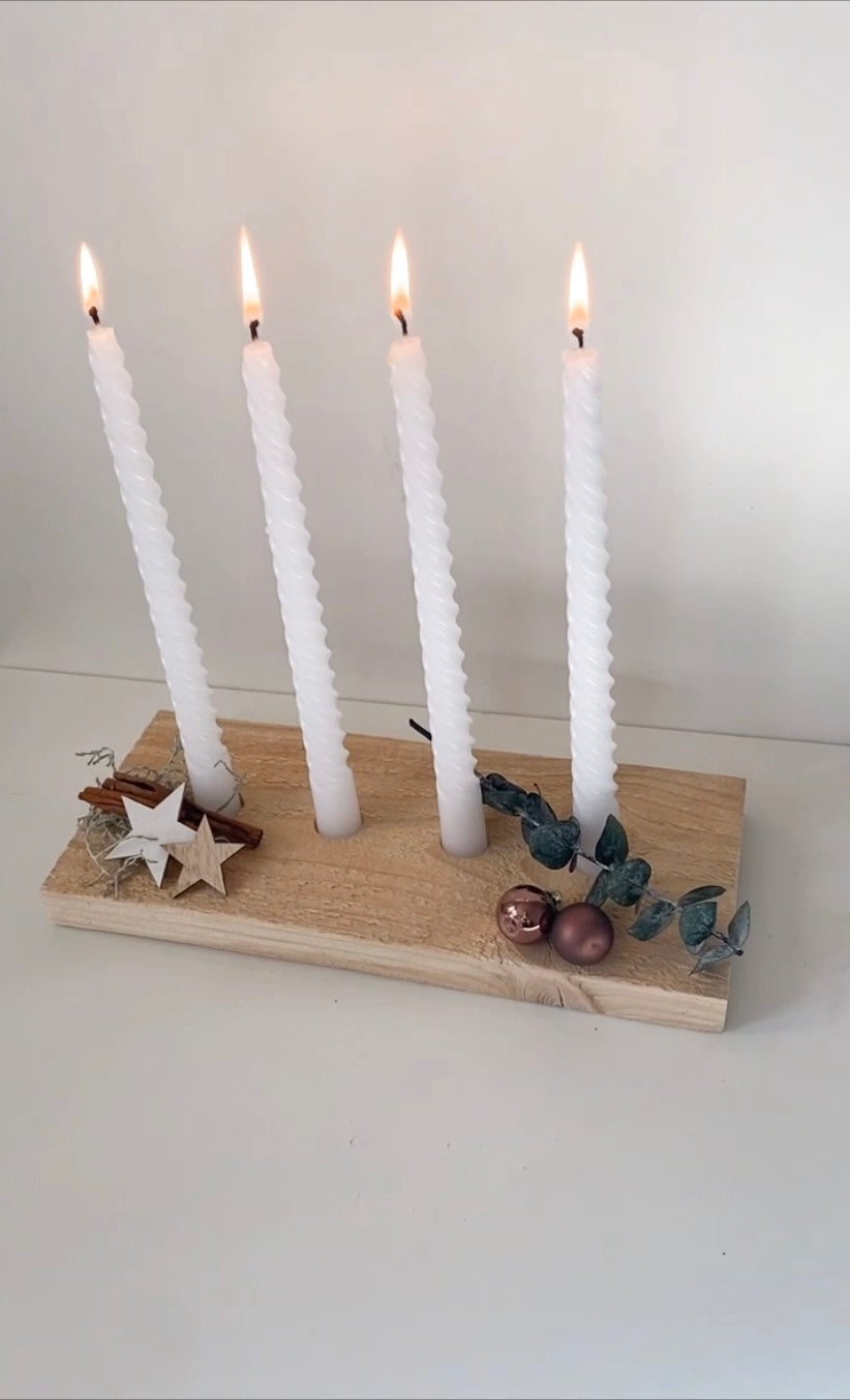 Kerzenbrett aus Recyclingholz | Adventskranz