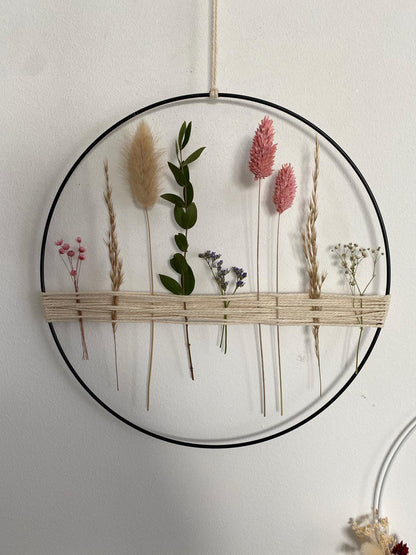 DIY-Set - Metallring mit Trockenblumen und Gräsern bunt - DIY
