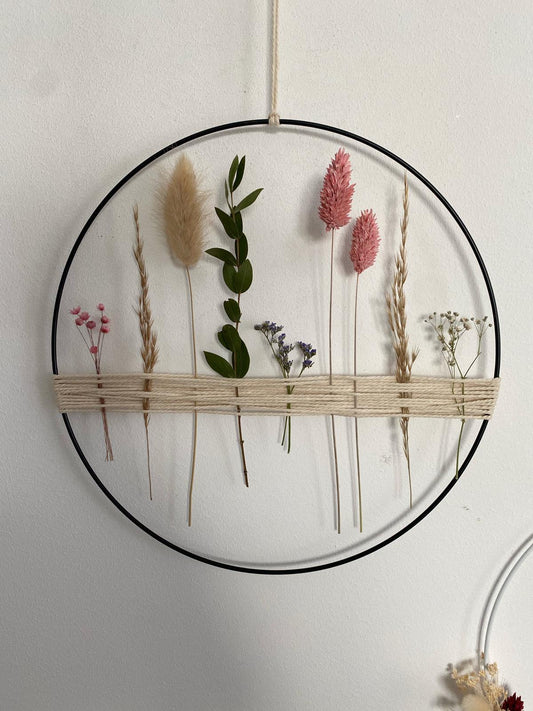 DIY-Set - Metallring mit Trockenblumen und Gräsern bunt - DIY