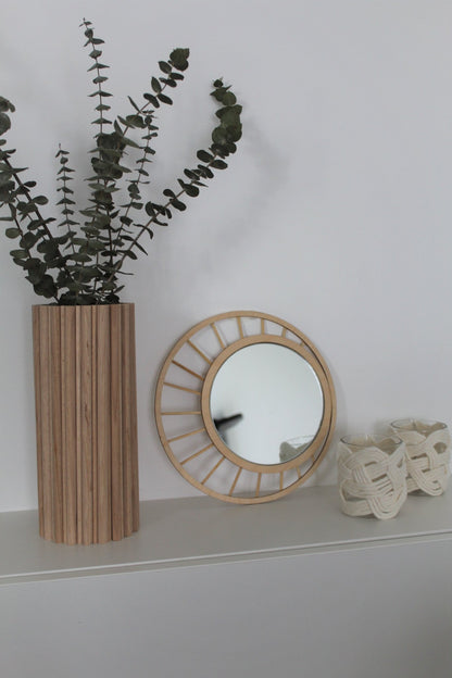 DIY-Set - runder Spiegel mit Holzelementen - DIY