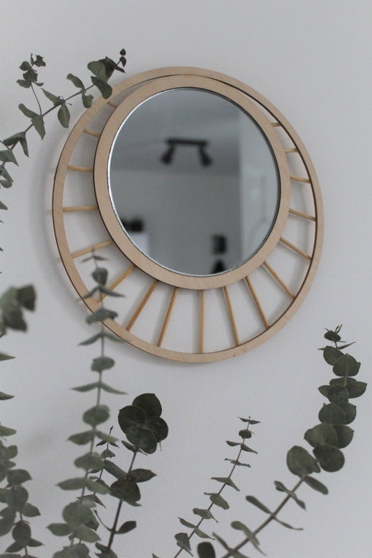 DIY-Set - runder Spiegel mit Holzelementen - DIY