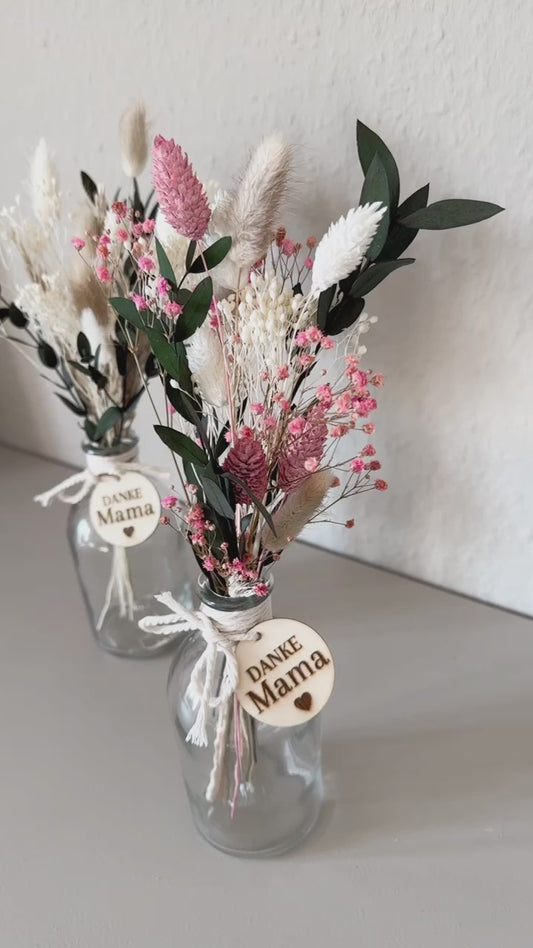 Trockenblumenstrauß mit Vase | Danke Mama