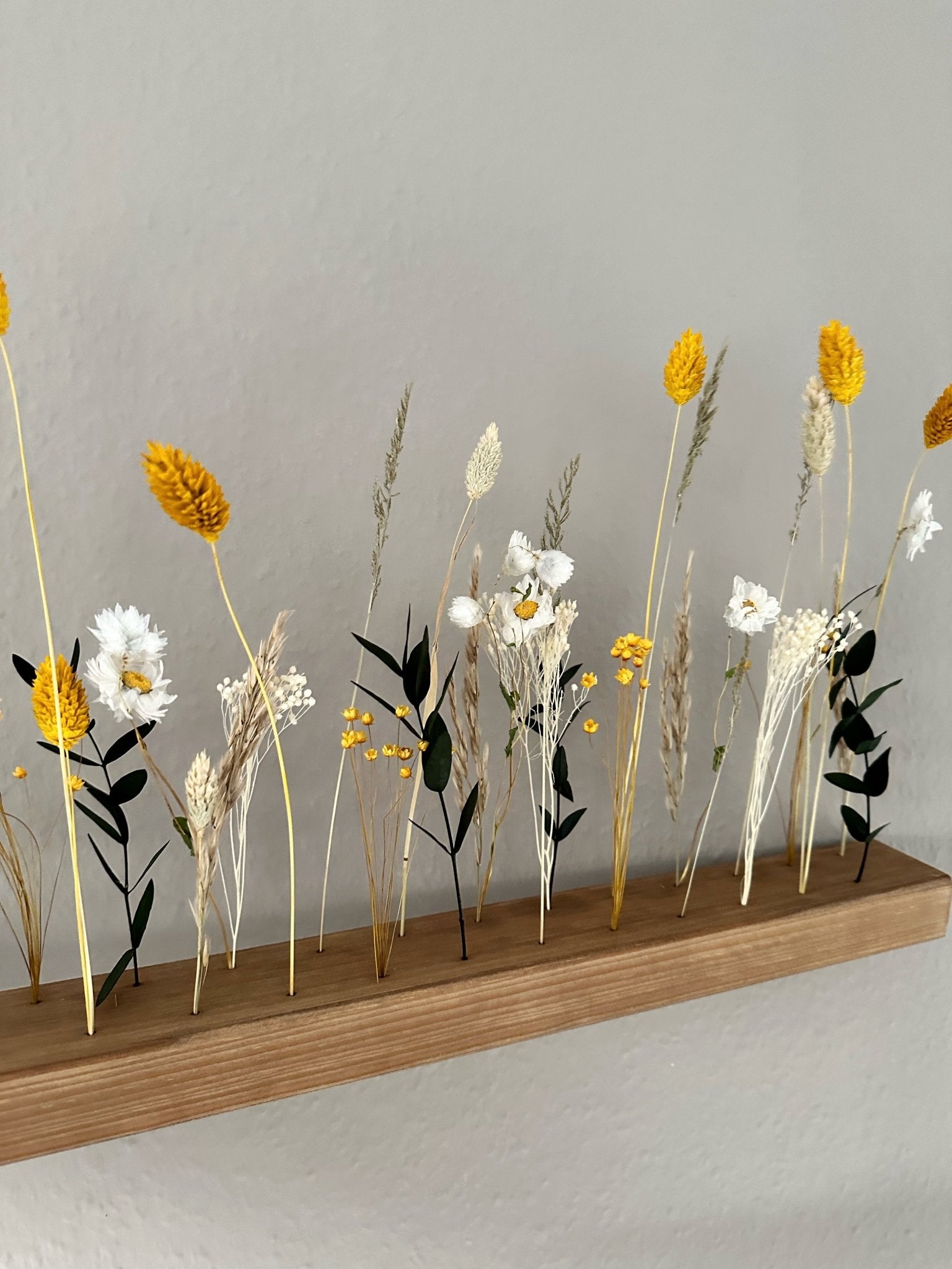 Flowergram mit Trockenblumen | gelb grün beige - Wohnaccessoires