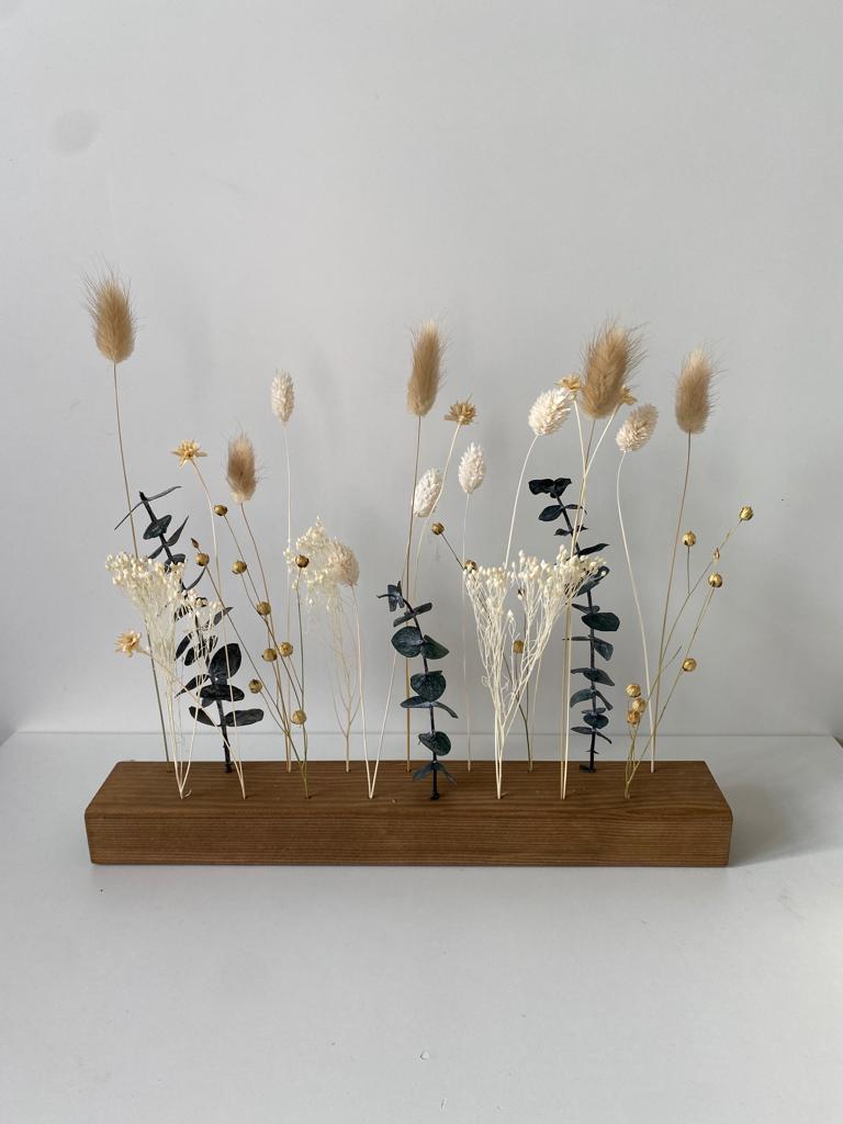 Flowergram mit Trockenblumen | grün beige weiß - Wohnaccessoires