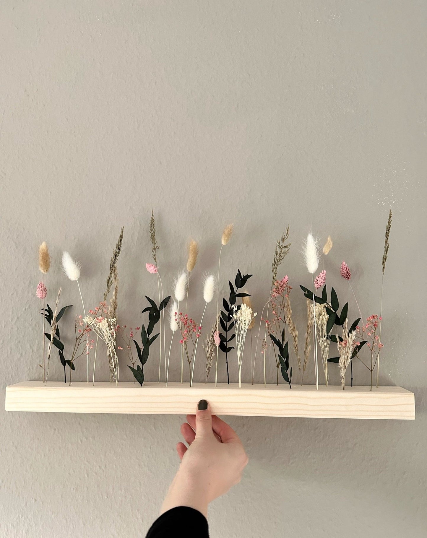Flowergram mit Trockenblumen | rosa grün beige - Wohnaccessoires