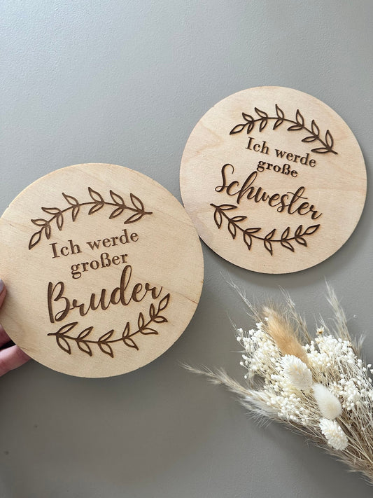 Holzschild ich werde großer Bruder große Schwester - Wohnaccessoire