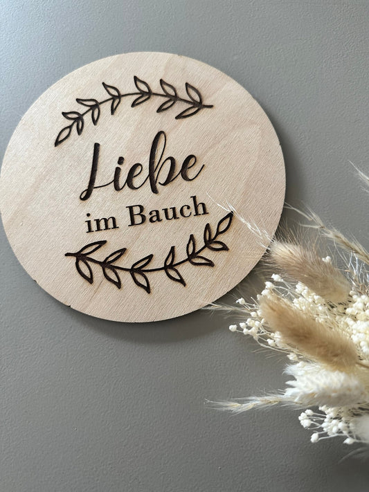 Holzschild Liebe im Bauch - Wohnaccessoire