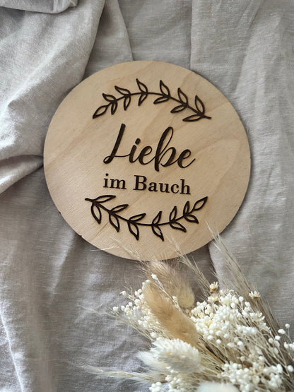Holzschild Liebe im Bauch - Wohnaccessoire