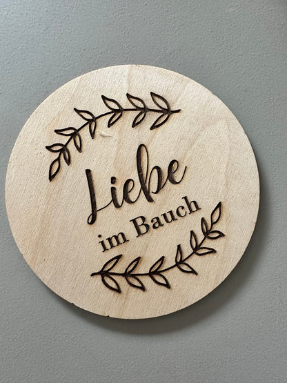 Holzschild Liebe im Bauch - Wohnaccessoire