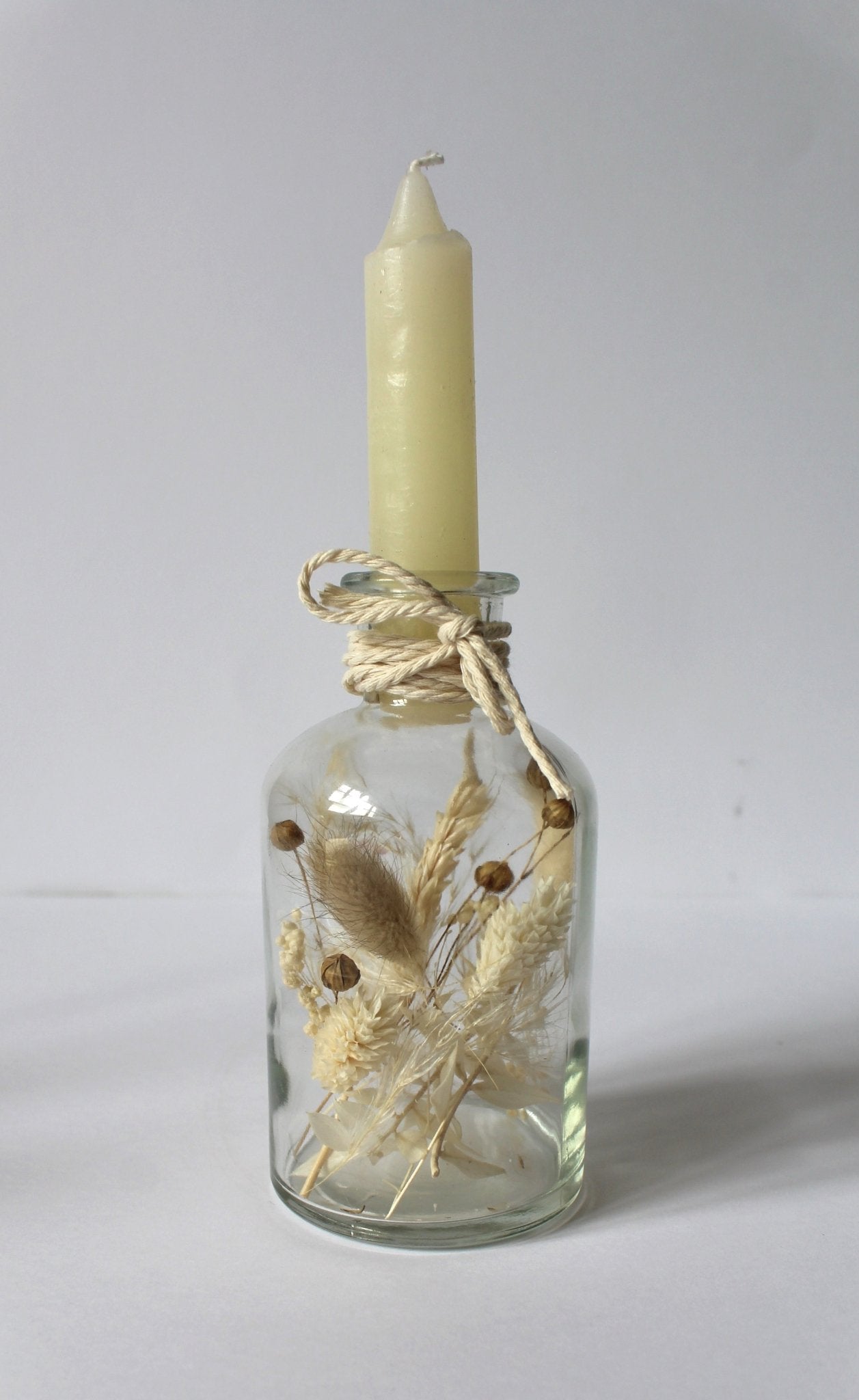 Kerzenglas mit Trockenblumen - Kerzenständer