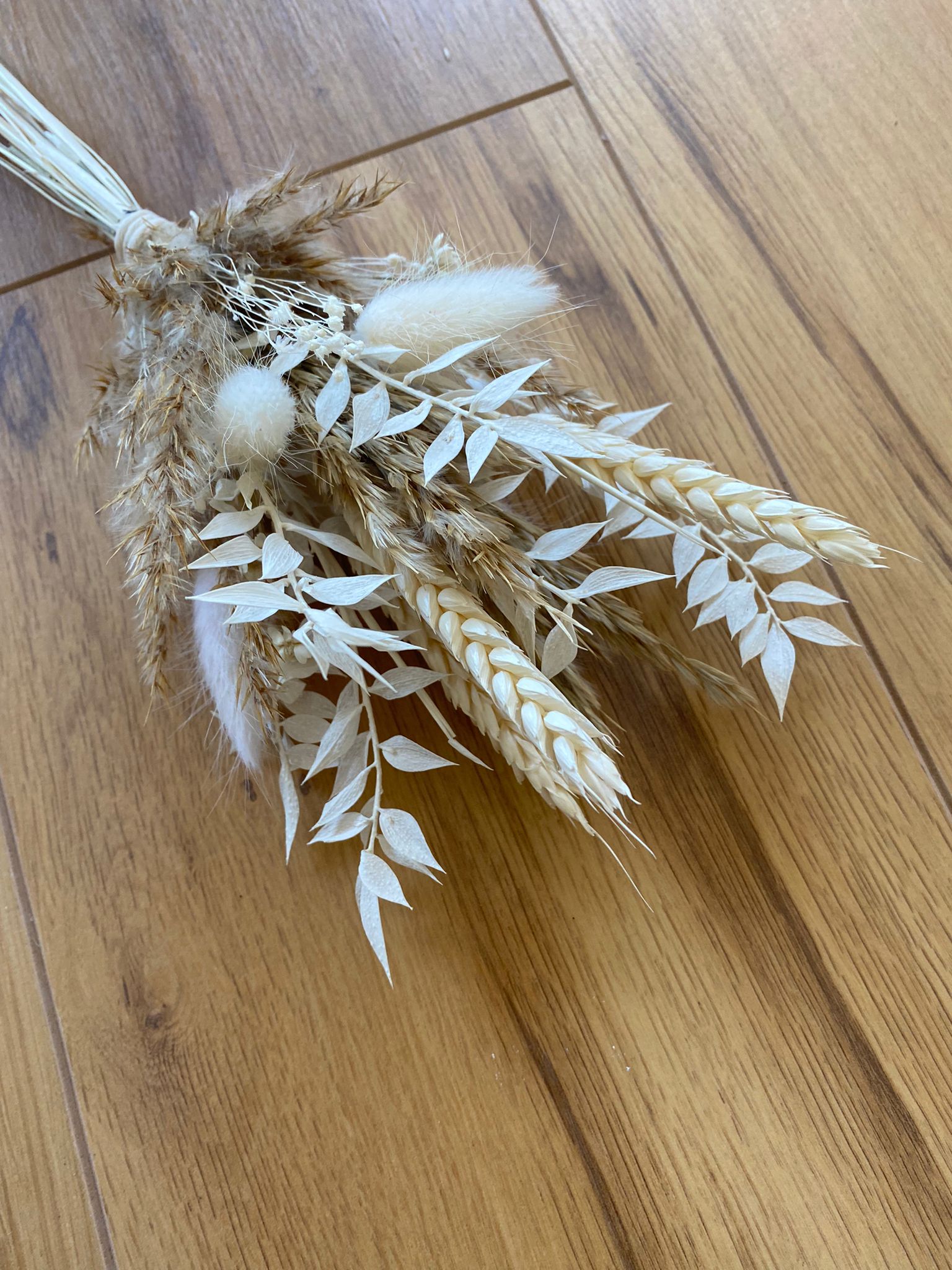 Kleiner Trockenblumenstrauß beige weiß - Trockenblumen