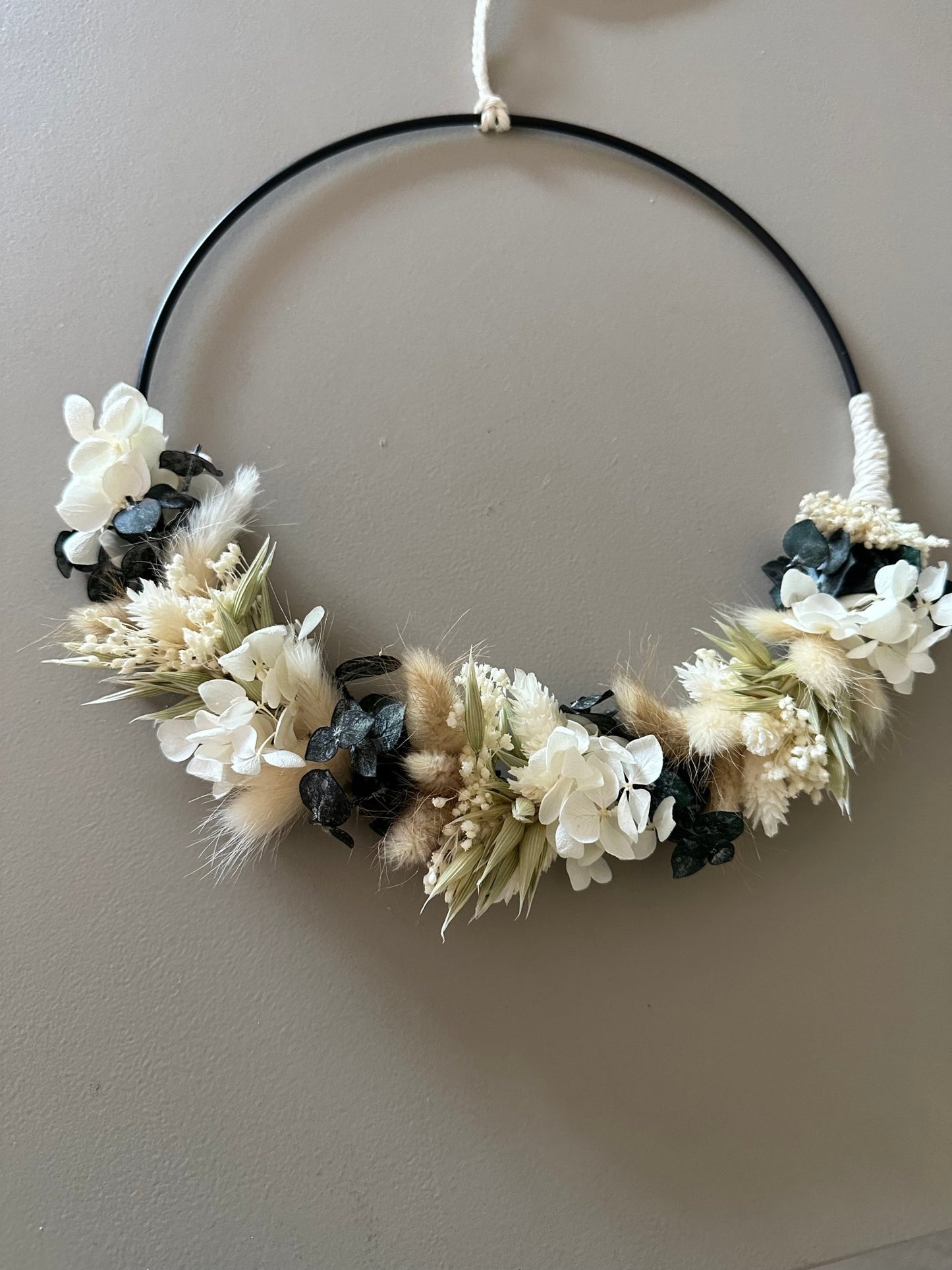 Trockenblumenkranz weiß, beige und natur - Trockenblumen