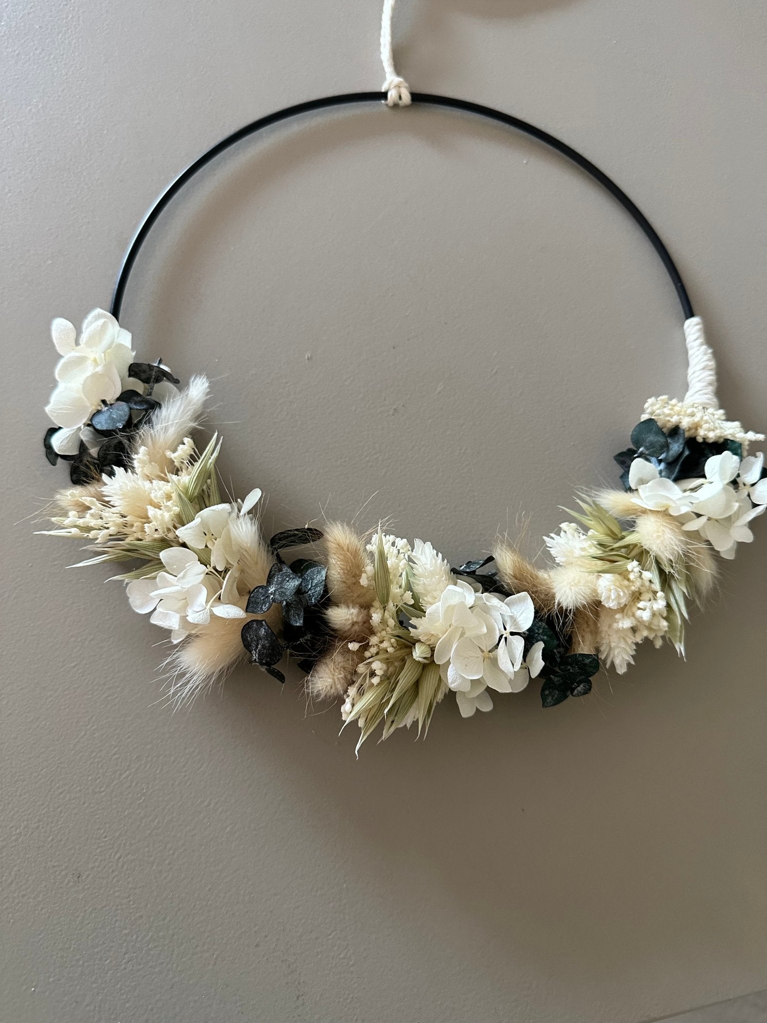 Trockenblumenkranz weiß, beige und natur - Trockenblumen