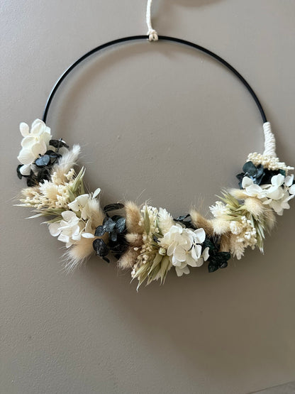 Trockenblumenkranz weiß, beige und natur - Trockenblumen