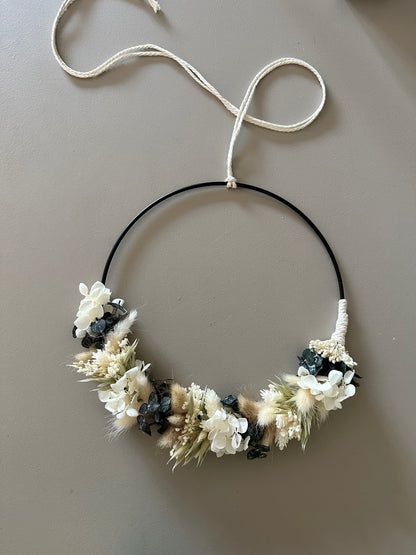 Trockenblumenkranz weiß, beige und natur - Trockenblumen