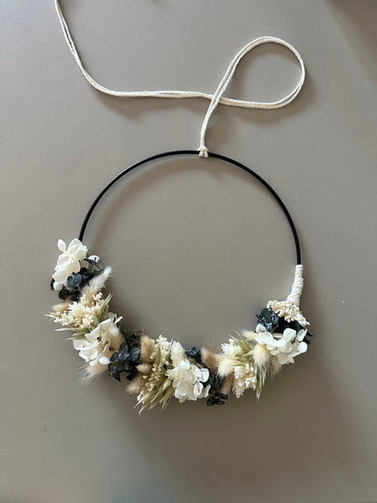 Trockenblumenkranz weiß, beige und natur - Trockenblumen