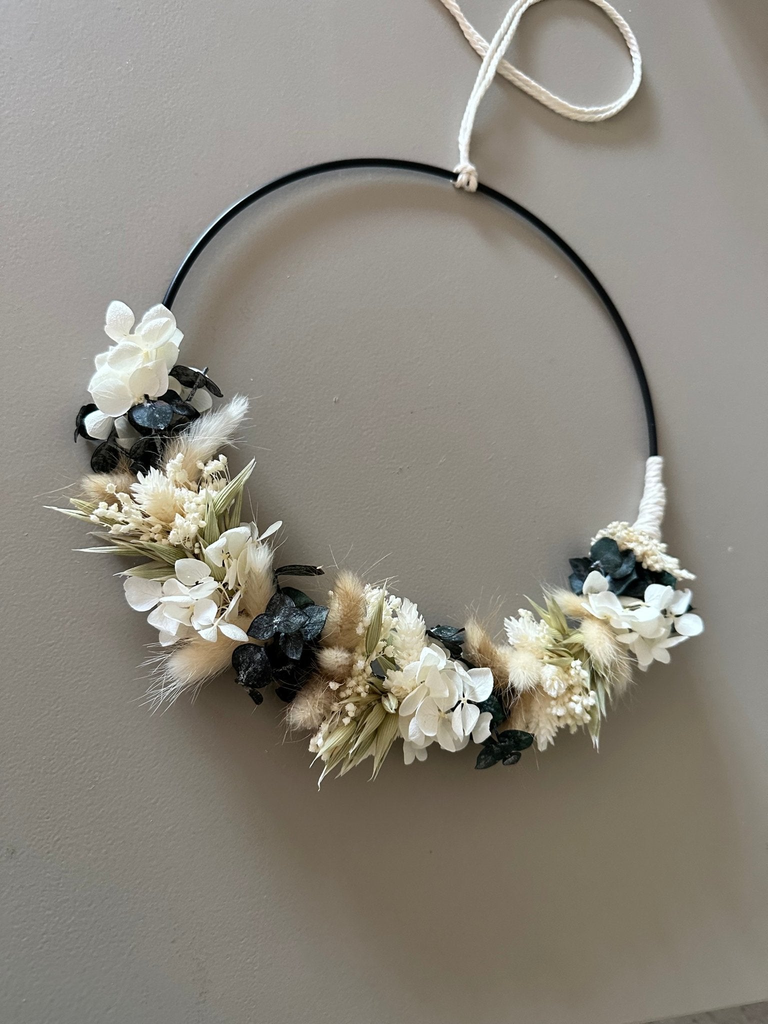 Trockenblumenkranz weiß, beige und natur - Trockenblumen