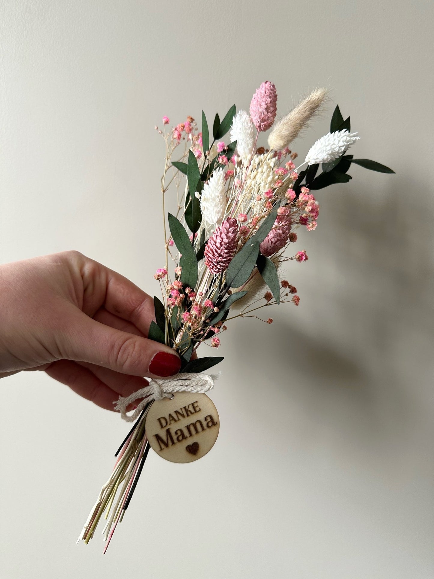 Trockenblumenstrauß mit Vase | Danke Mama - Trockenblumen