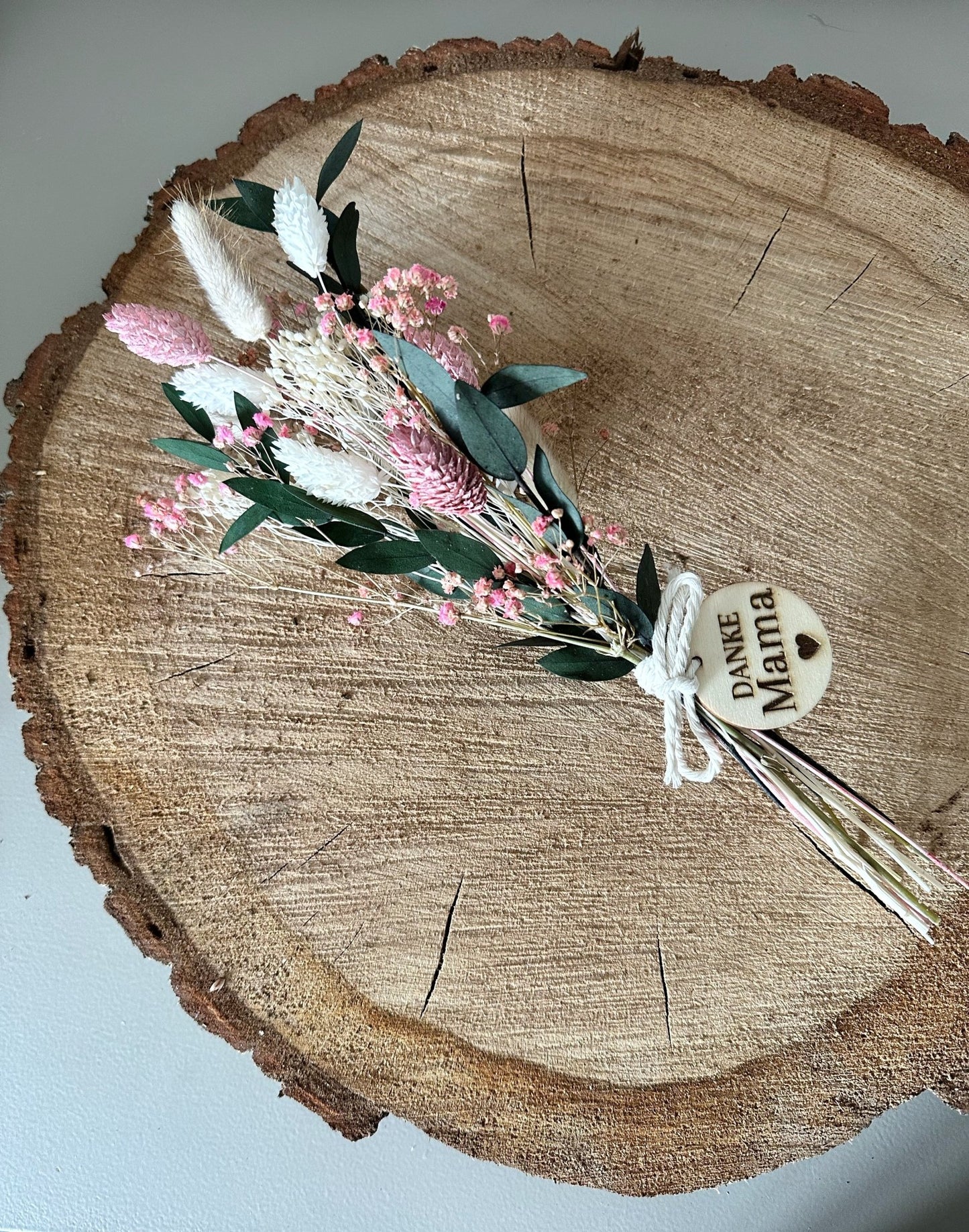Trockenblumenstrauß mit Vase | Danke Mama - Trockenblumen